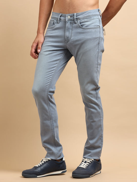 Eliish Mens Tailored Slim Fit Mid - Rise Stretchable Jean 962 Color : Blue Mirage